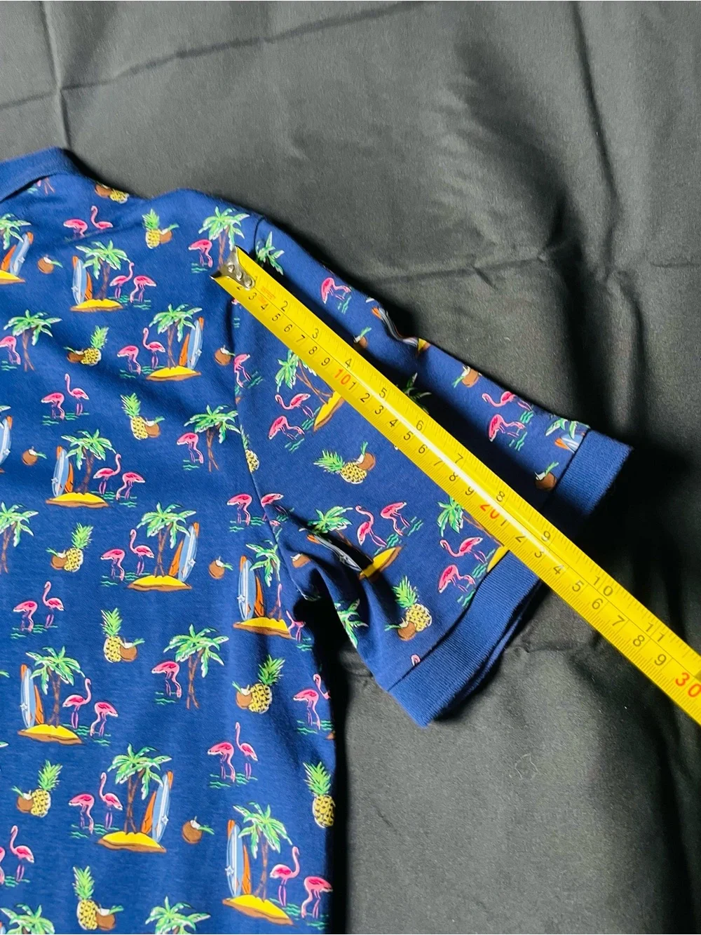 Ralph Lauren Navy Polo with Tropical Flamingo & Pineapple Print